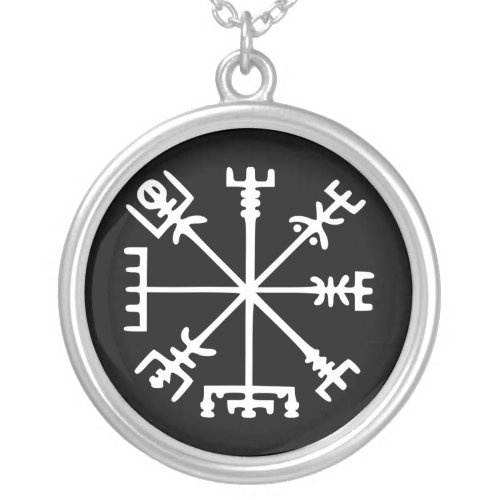 Vegvsir Viking Compass Silver Plated Necklace