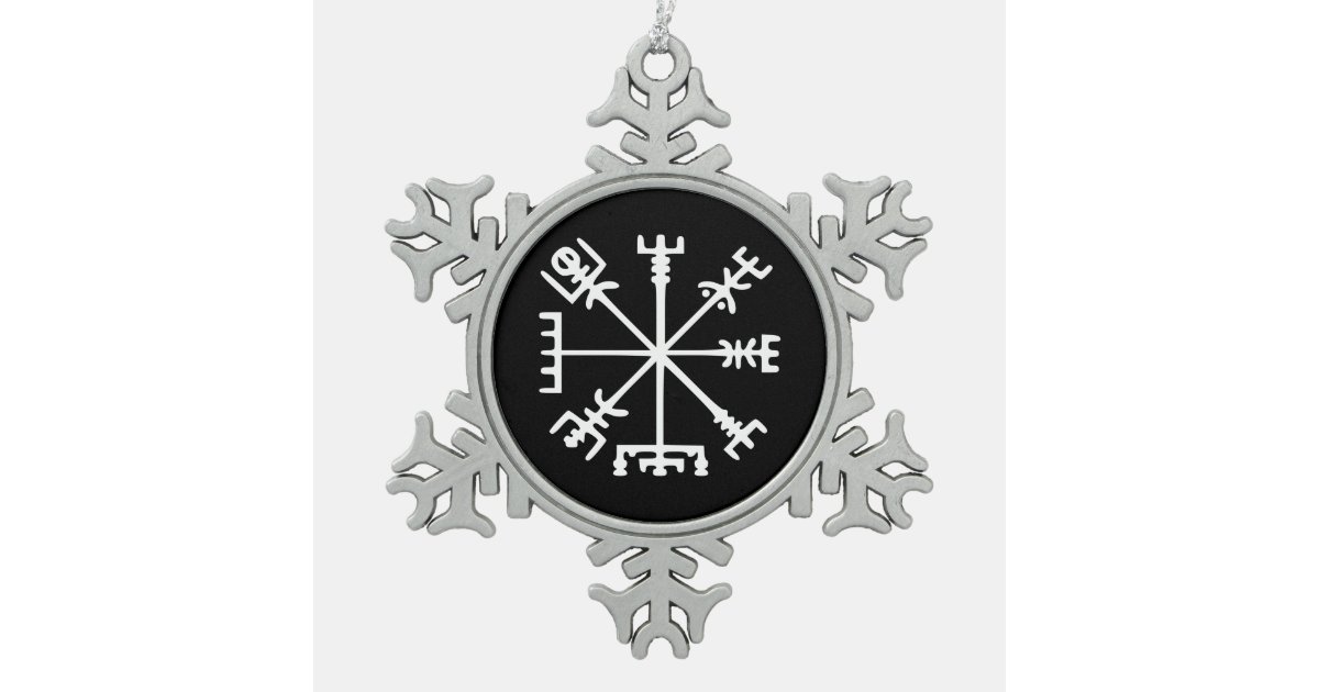Vegvísir (Viking Compass) Snowflake Pewter Christmas Ornament | Zazzle