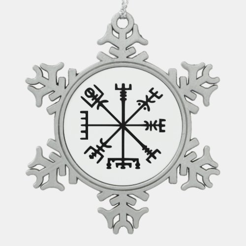 Vegvsir Viking Compass Snowflake Pewter Christmas Ornament