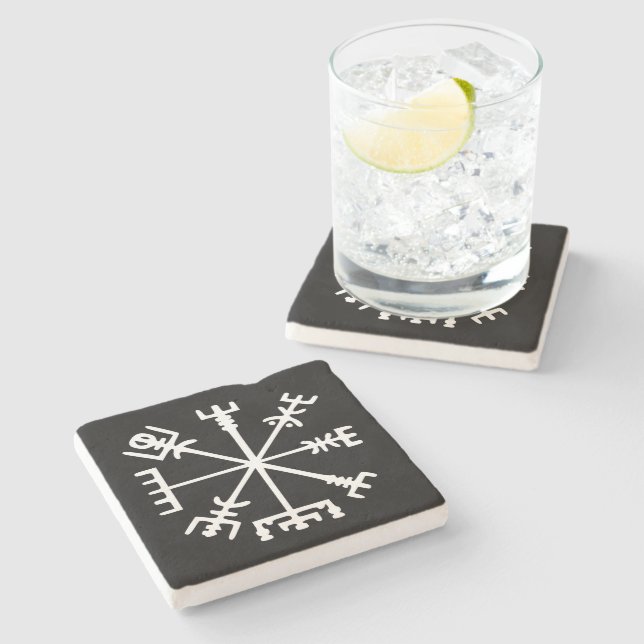 Vegvísir (Viking Compass) Stone Coaster (Side)