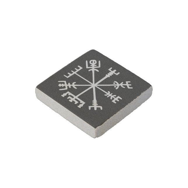 Vegvísir (Viking Compass) Stone Magnet (Angled)