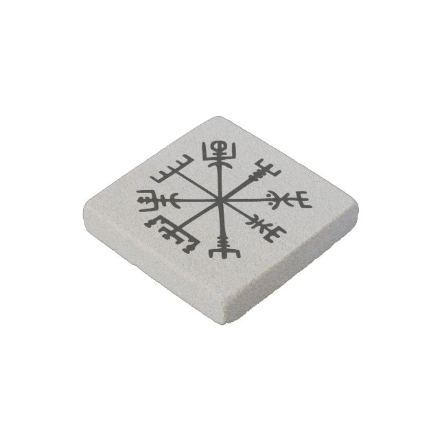 Vegvísir (Viking Compass) Stone Magnet (Angled)