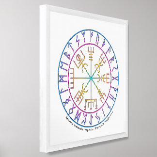Vegvisir Viking Compass Symbol Design Framed Art