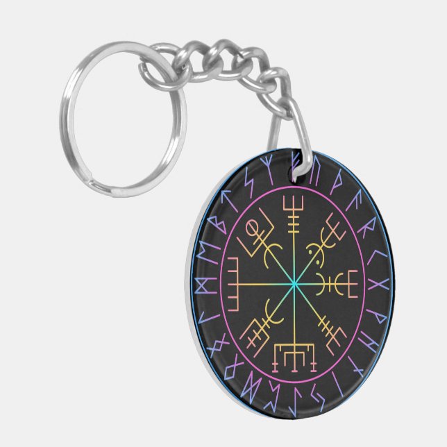 Vegvisir Viking Compass Symbol Design Keychain (Front Left)
