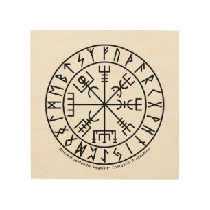 Vegvisir Viking Compass Symbol Design Wood Wall Art