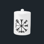Vegvísir (Viking Compass) Teapot<br><div class="desc">Vegvísir (Viking Compass) / Nordic Symbols. If this sign is carried, one will never lose one's way in storms or bad weather, even when the way is not known. Globe Trotters specialises in idiosyncratic imagery from around the globe. Here you will find unique Greeting Cards, Postcards, Posters, Mousepads and more....</div>
