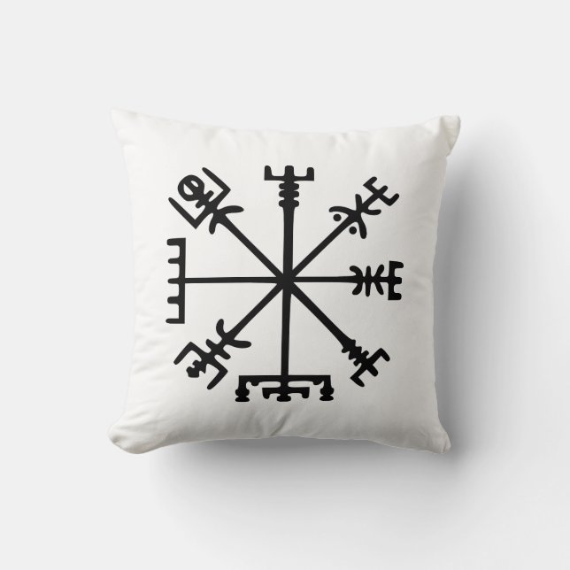 Vegvísir (Viking Compass) Throw Pillow (Front)