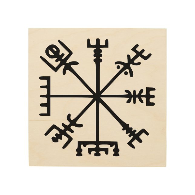 Vegvísir (Viking Compass) Wood Wall Art (Front)