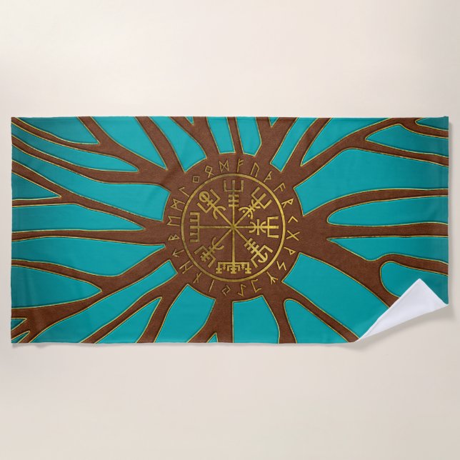 Vegvisir - Viking  Navigation Compass Beach Towel (Front)