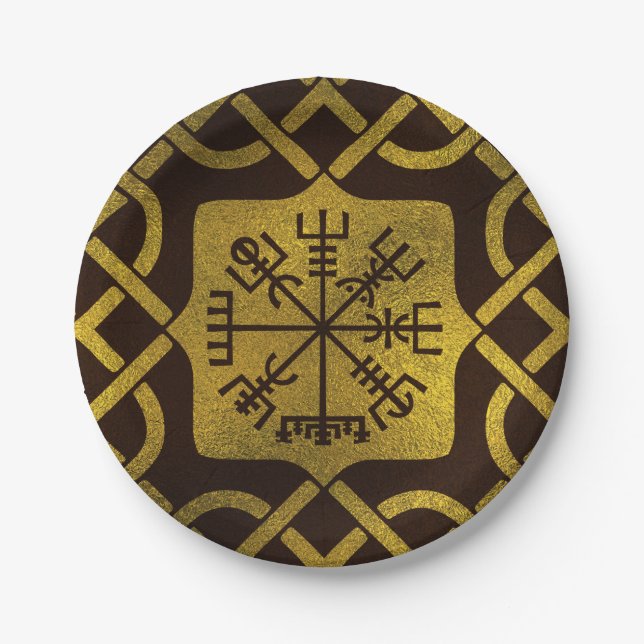 Vegvisir - Viking  Navigation Compass Paper Plates (Front)