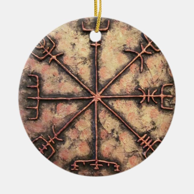 Vegvisir, Viking rune , Rune spell Ceramic Ornament (Front)