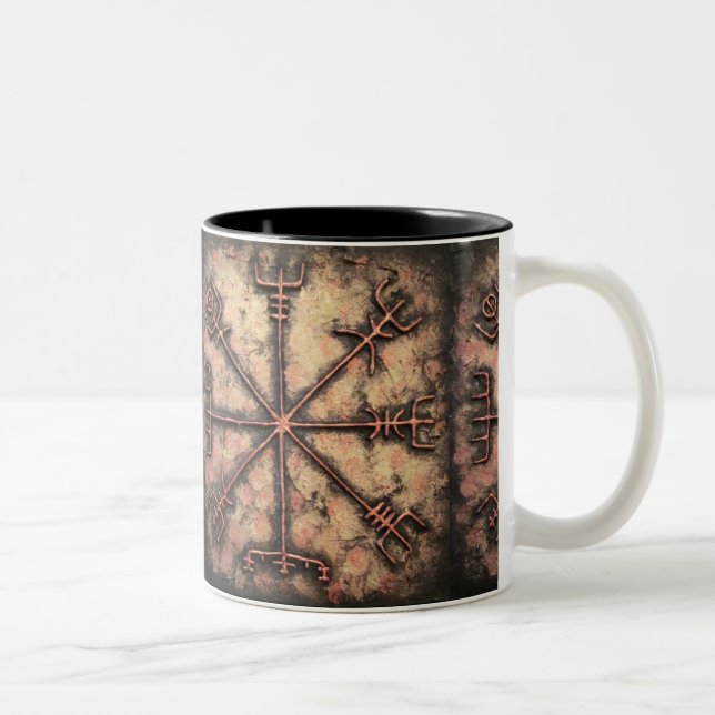 Vegvisir, Viking rune , Rune spell Two-Tone Coffee Mug (Right)