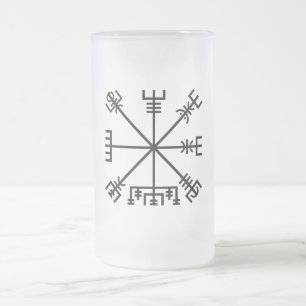 Vegvisir Viking Symbol Frosted Glass Beer Mug