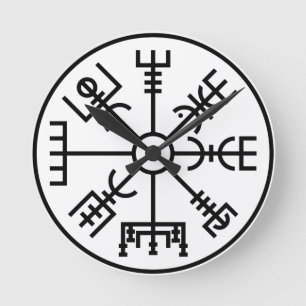 vegvisir Viking Symbol Norse Shield Odin Round Clock