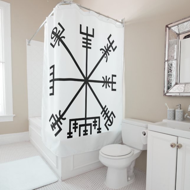Vegvisir Viking Symbol Shower Curtain (In Situ)