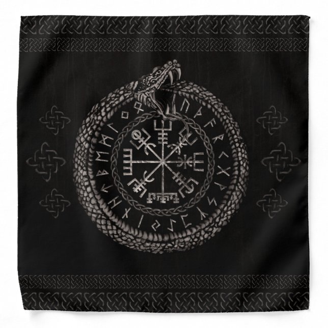 Vegvisir with Ouroboros and runes Bandana (Front)
