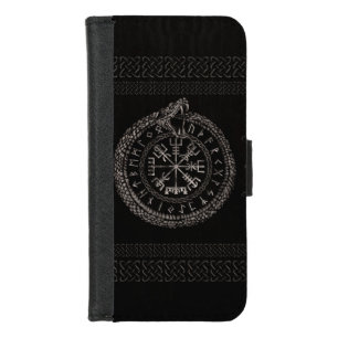Vegvisir with Ouroboros and runes iPhone 8/7 Wallet Case