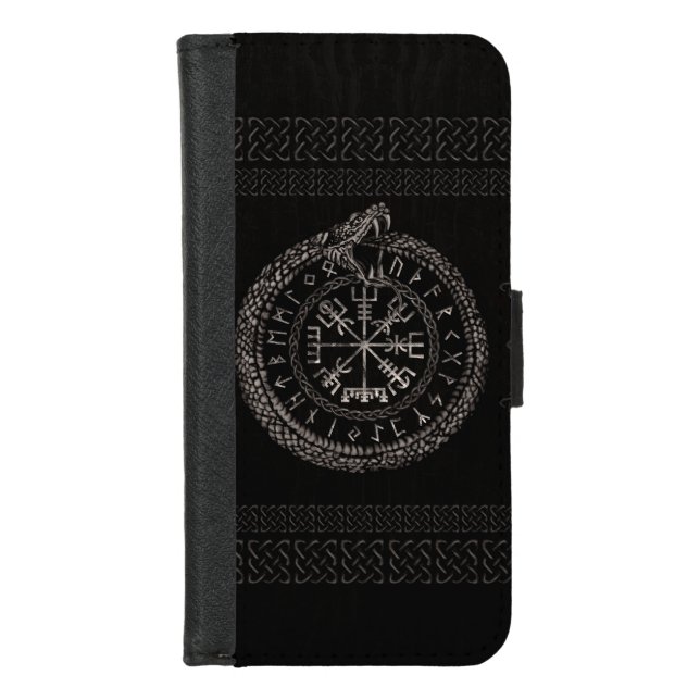 Vegvisir with Ouroboros and runes iPhone Wallet Case (Front)
