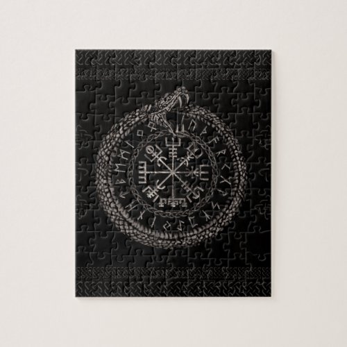 Vegvisir with Ouroboros and runes Jigsaw Puzzle