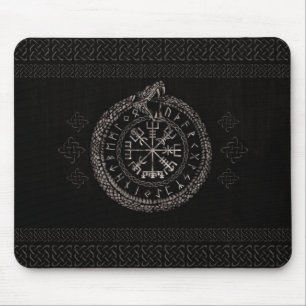 Vegvisir with Ouroboros and runes Mouse Pad