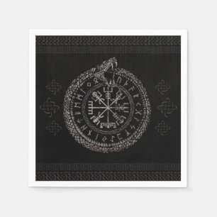 Vegvisir with Ouroboros and runes Napkins