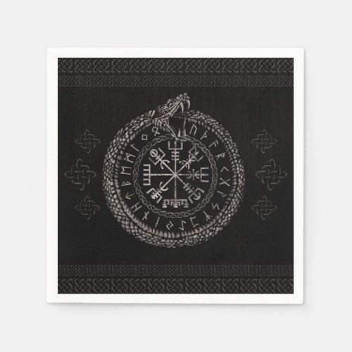 Vegvisir with Ouroboros and runes Napkins