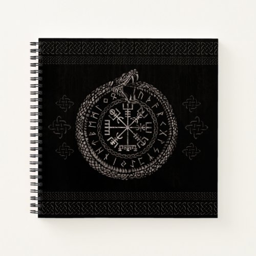 Vegvisir with Ouroboros and runes Notebook
