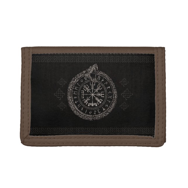 Vegvisir with Ouroboros and runes Trifold Wallet (Front)