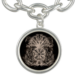 Vegvisir -Yggdrasil With Ravens & Wolves Bracelet