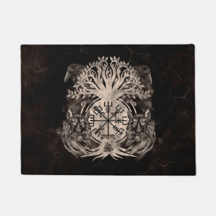 Vegvisir -Yggdrasil With Ravens & Wolves Doormat