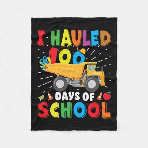 Vehicle 100 Days Of School Apparel Dump Truck  Fleece Blanket