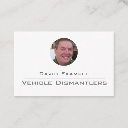 Vehicle Dismantlers with Photo of Holder Business Card