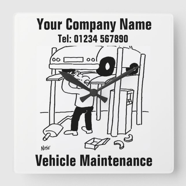 Vehicle Maintenance Square Wall Clock (Front)