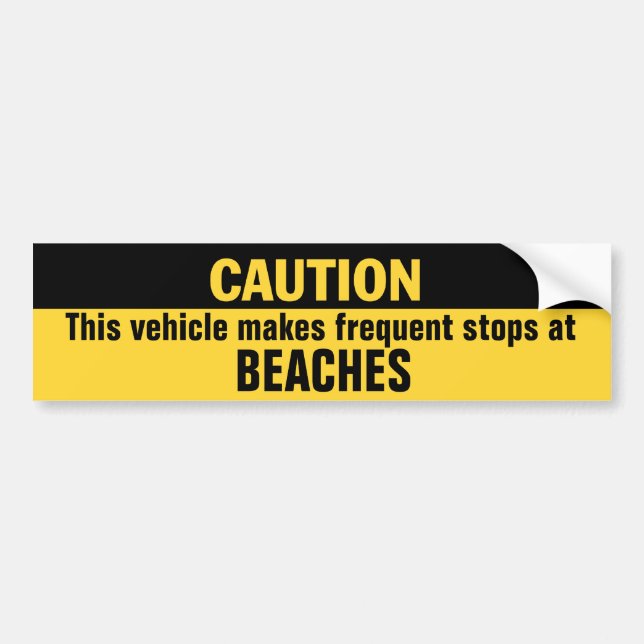 Vehicle Makes Frequent Stops at Beaches Bumper Sticker (Front)