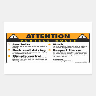 Vehicle Rules - Original Rectangular Sticker