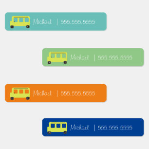 Vehicle School Bus Class Lunch Name Number  Labels
