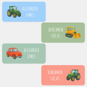 Vehicle Transport Back to School Clothing Kids Labels