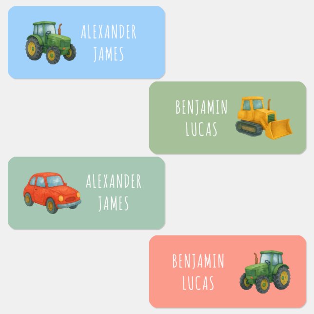 Vehicle Transport Back to School Clothing Kids Labels (Group)