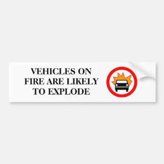VEHICLES ON FIRE BUMPER STICKER