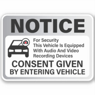 Vehicles Security Camera Warning Sign Sticker