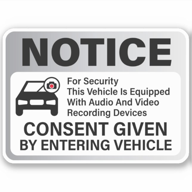 Vehicles Security Camera Warning Sign Sticker (Front)