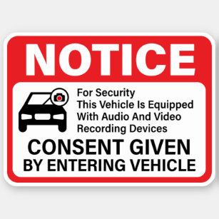 Vehicles Security Camera Warning Sign Sticker