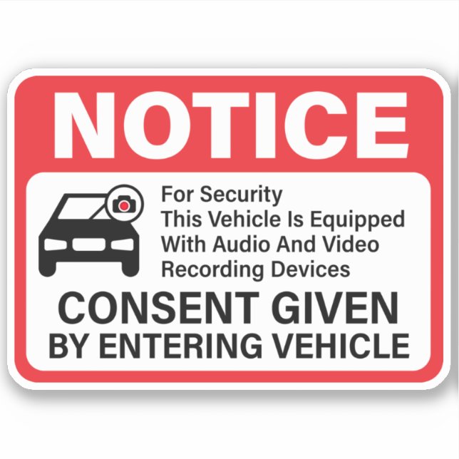 Vehicles Security Camera Warning Sign Sticker (Front)