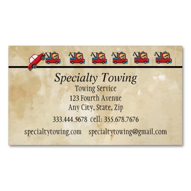 VehicleTowing Roadside Assistance Recovery Busines Business Card Magnet (Front)