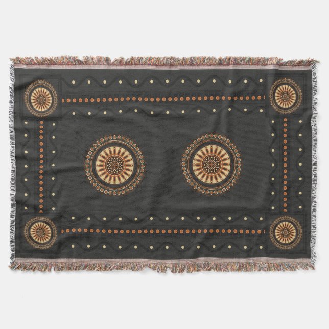 Veii Vessel: Etruscan Bucchero Woven Throw Blanket (Front)