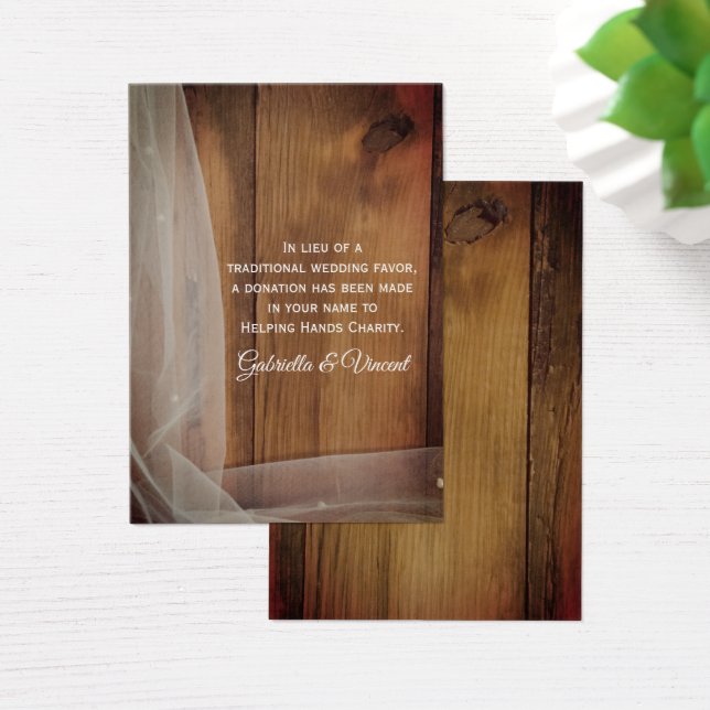 Veil and Barn Wood Country Wedding Charity Favor (Desk)