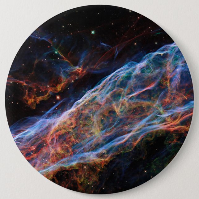 Veil Nebula Supernova Remnants Hubble Telescope Button (Front)
