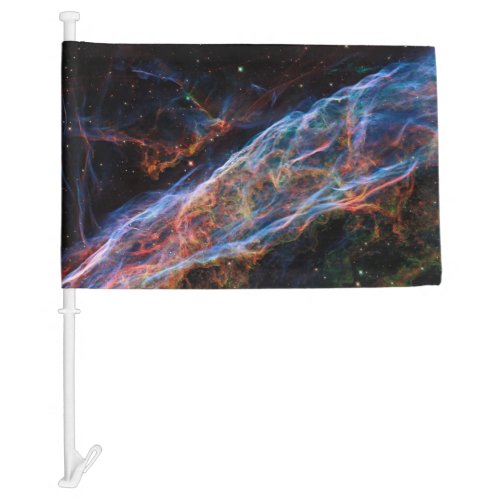 Veil Nebula Supernova Remnants Hubble Telescope Car Flag