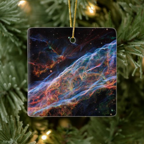 Veil Nebula Supernova Remnants Hubble Telescope Ceramic Ornament