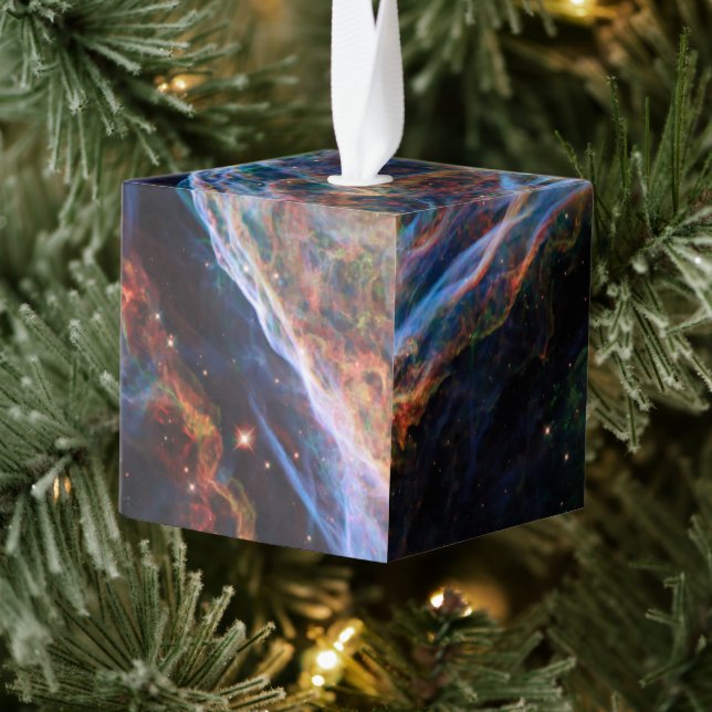 Veil Nebula Supernova Remnants Hubble Telescope Cube Ornament (Tree)